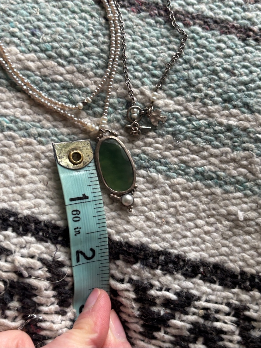 Sundance Catalog Peyote Bird Green Chalcedony Oxidized Silver Pendant Necklace - Picture 4 of 4